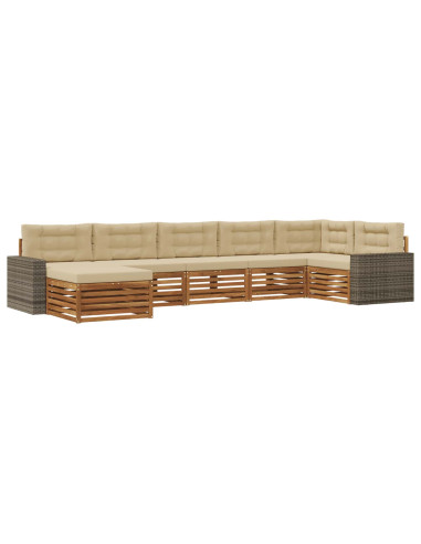 Set di divani da esterno con cuscino 7 pcs Naturale e Beige