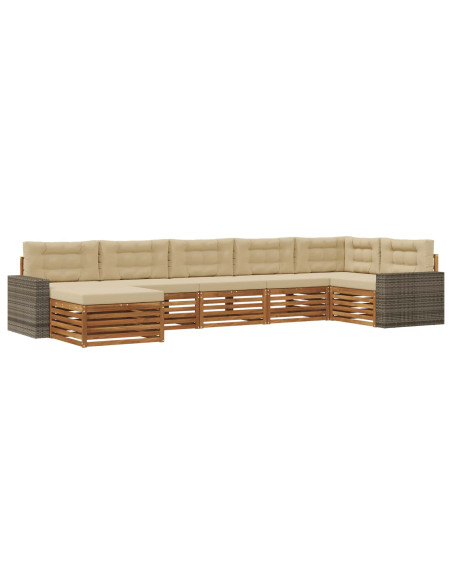 Set di divani da esterno con cuscino 7 pcs Naturale e Beige