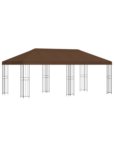 Gazebo con pareti laterali 6 x 3 m Marrone Poliestere e Acciaio