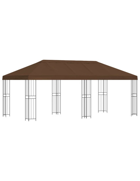 Gazebo con pareti laterali 6 x 3 m Marrone Poliestere e Acciaio