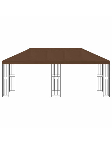 Gazebo con pareti laterali 6 x 3 m Marrone Poliestere e Acciaio