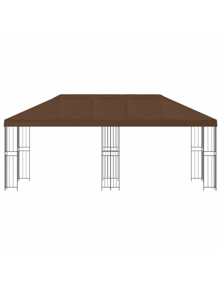 Gazebo con pareti laterali 6 x 3 m Marrone Poliestere e Acciaio