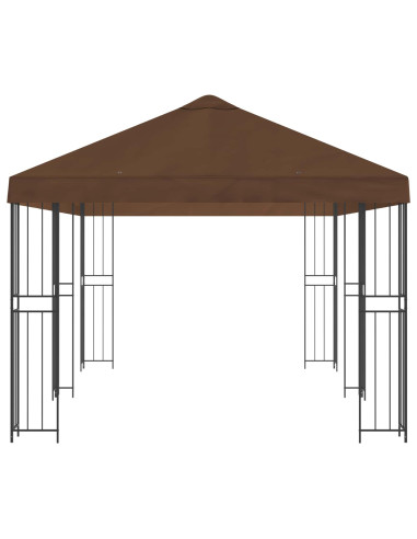 Gazebo con pareti laterali 6 x 3 m Marrone Poliestere e Acciaio