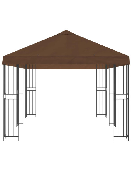 Gazebo con pareti laterali 6 x 3 m Marrone Poliestere e Acciaio