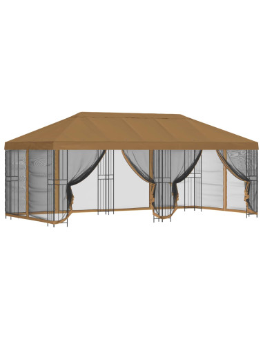 Gazebo con pareti laterali 6 x 3 m Beige Poliestere e Acciaio