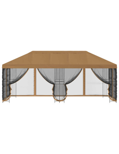 Gazebo con pareti laterali 6 x 3 m Beige Poliestere e Acciaio