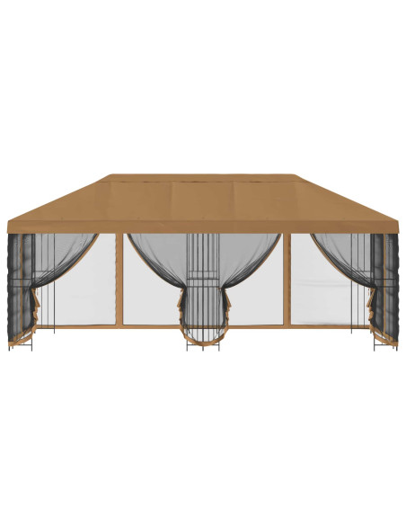 Gazebo con pareti laterali 6 x 3 m Beige Poliestere e Acciaio
