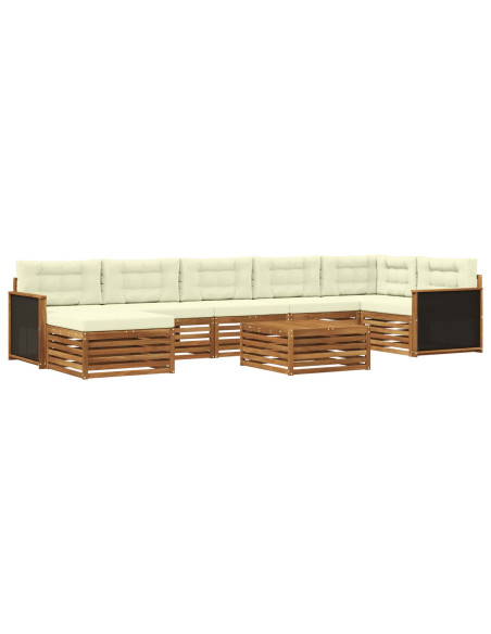 Set di divani da esterno con cuscino 8 pcs Naturale e Crema