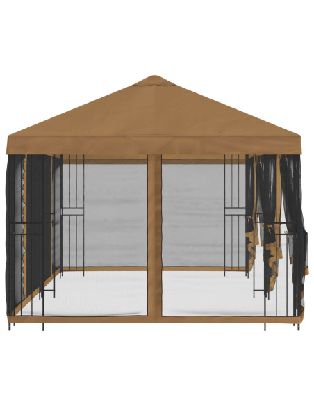 Gazebo con pareti laterali 6 x 3 m Beige Poliestere e Acciaio