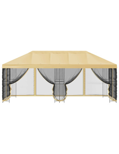 Gazebo con pareti laterali 6 x 3 m Crema Poliestere e Acciaio