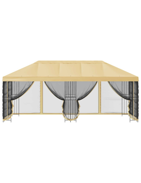 Gazebo con pareti laterali 6 x 3 m Crema Poliestere e Acciaio