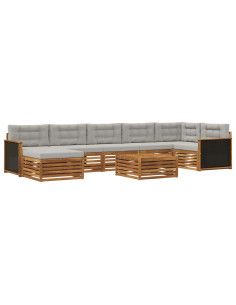 Set di divani da esterno 8 pcs Naturale e Grigio Chiaro 2