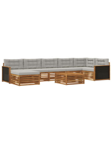Set di divani da esterno 8 pcs Naturale e Grigio Chiaro