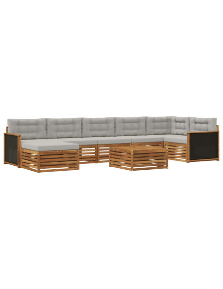 Set di divani da esterno 8 pcs Naturale e Grigio Chiaro