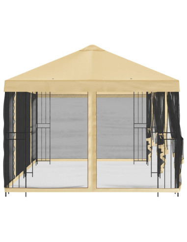 Gazebo con pareti laterali 6 x 3 m Crema Poliestere e Acciaio