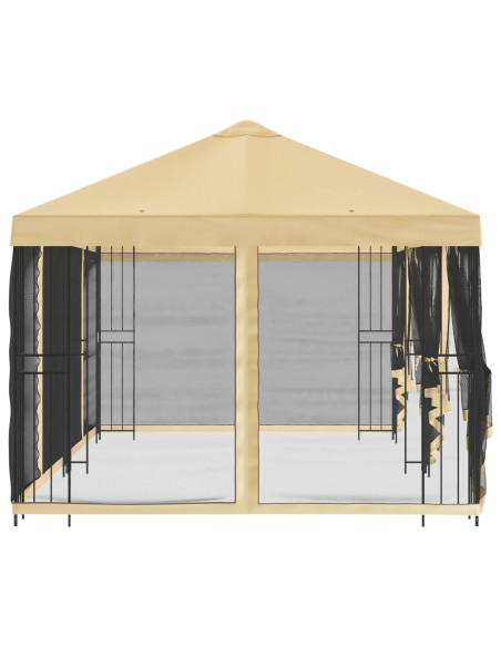 Gazebo con pareti laterali 6 x 3 m Crema Poliestere e Acciaio