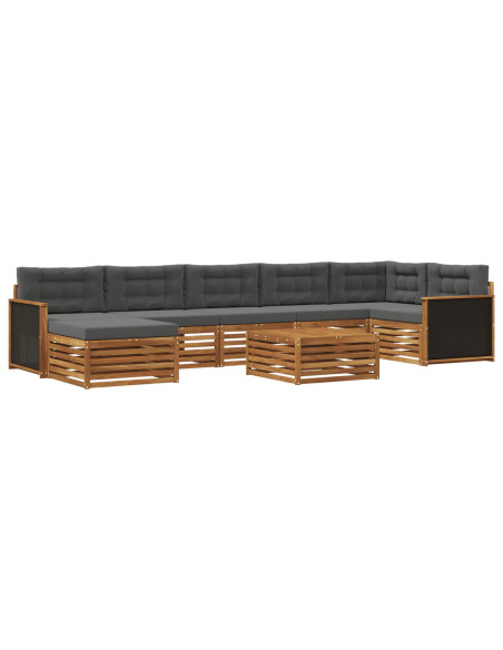 Set di divani da esterno con cuscino 8 pcs Naturale e Antracite