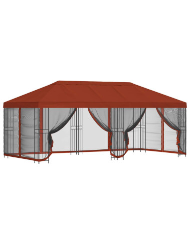 Gazebo con pareti laterali 6 x 3 m Terracotta