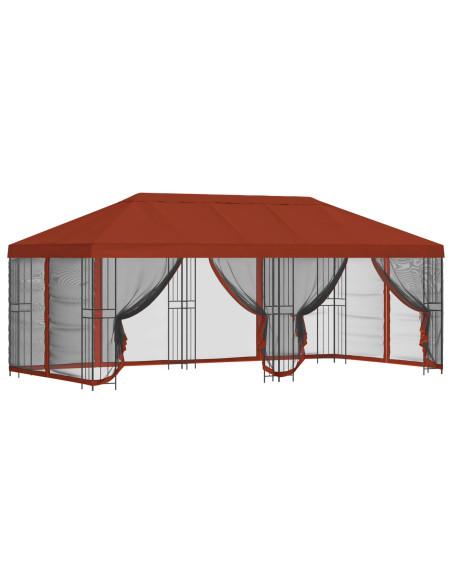 Gazebo con pareti laterali 6 x 3 m Terracotta