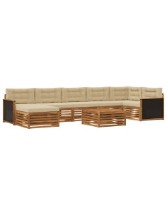 Set di divani da esterno con cuscino 8 pcs Naturale e Beige 2