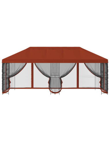 Gazebo con pareti laterali 6 x 3 m Terracotta
