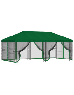 Gazebo con pareti laterali 6 x 3 m Verde Poliestere e Acciaio 2