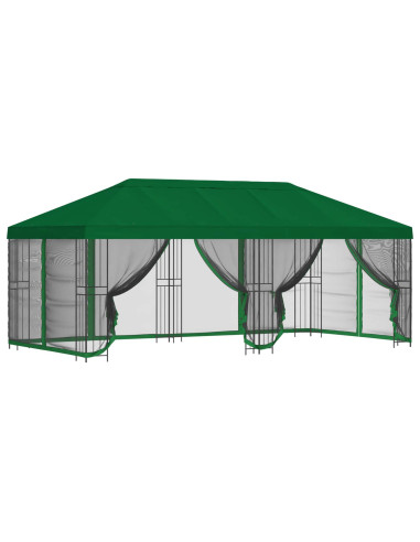 Gazebo con pareti laterali 6 x 3 m Verde Poliestere e Acciaio