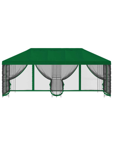 Gazebo con pareti laterali 6 x 3 m Verde Poliestere e Acciaio