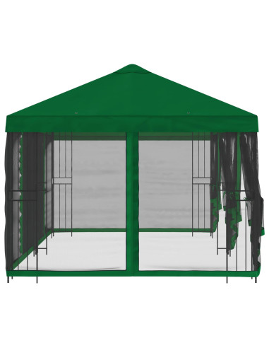 Gazebo con pareti laterali 6 x 3 m Verde Poliestere e Acciaio