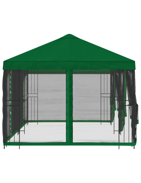 Gazebo con pareti laterali 6 x 3 m Verde Poliestere e Acciaio