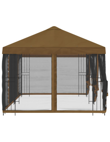 Gazebo con pareti laterali 6 x 3 m Tortora Poliestere e Acciaio