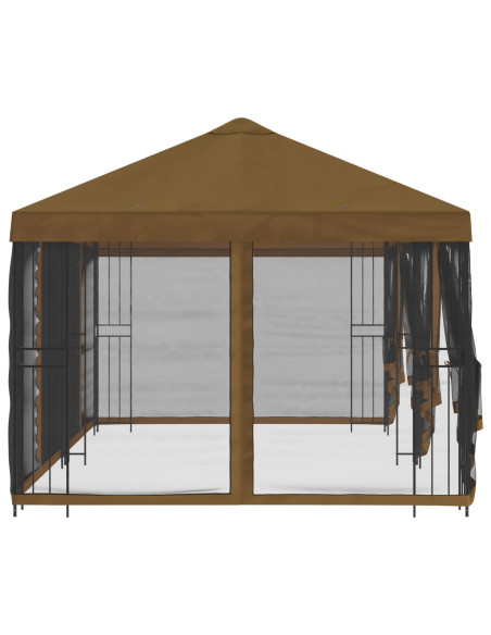 Gazebo con pareti laterali 6 x 3 m Tortora Poliestere e Acciaio