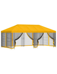 Gazebo con pareti laterali 6 x 3 m Giallo Poliestere e Acciaio 2