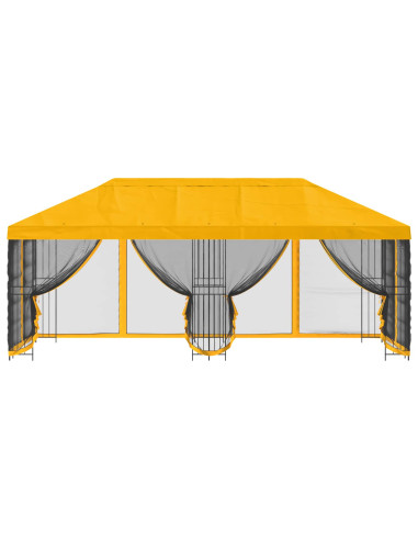 Gazebo con pareti laterali 6 x 3 m Giallo Poliestere e Acciaio