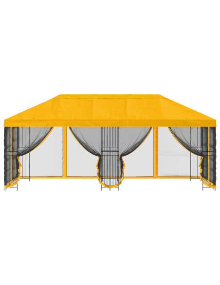 Gazebo con pareti laterali 6 x 3 m Giallo Poliestere e Acciaio