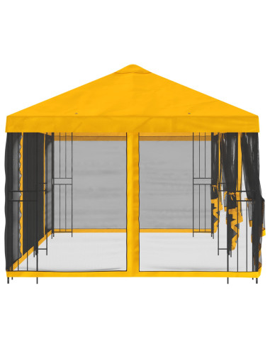 Gazebo con pareti laterali 6 x 3 m Giallo Poliestere e Acciaio