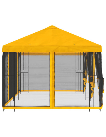 Gazebo con pareti laterali 6 x 3 m Giallo Poliestere e Acciaio