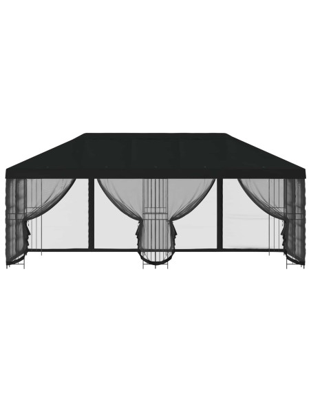 Gazebo con pareti laterali 6 x 3 m Nero Poliestere e Acciaio