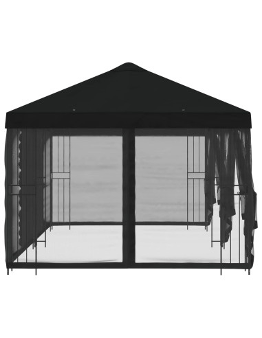 Gazebo con pareti laterali 6 x 3 m Nero Poliestere e Acciaio