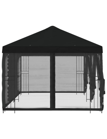 Gazebo con pareti laterali 6 x 3 m Nero Poliestere e Acciaio