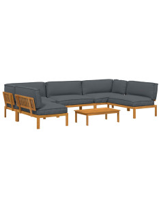 Set di divani 6 pcs Antracite Legno di Acacia Massello 2