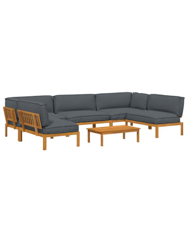 Set di divani 6 pcs Antracite Legno di Acacia Massello