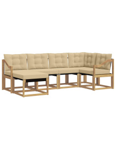 Set di divani da esterno con cuscino 6 pcs Bianco e Beige 2