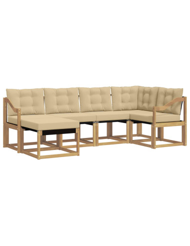 Set di divani da esterno con cuscino 6 pcs Bianco e Beige