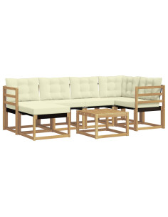 Set di divani da esterno con cuscino 7 pcs Bianco e Crema 2