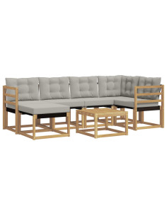 Set di divani da esterno 7 pcs Bianco e Grigio Chiaro 2