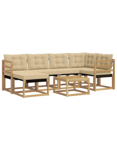 Set di divani da esterno con cuscino 7 pcs Bianco e Beige 2