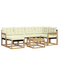 Set di divani da esterno con cuscino 7 pcs Bianco e Crema 2