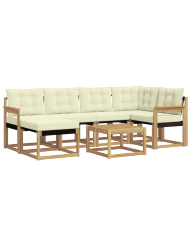 Set di divani da esterno con cuscino 7 pcs Bianco e Crema