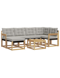Set di divani da esterno 7 pcs Bianco e Grigio Chiaro 2